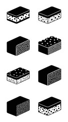 Set of Isometric Sponges with Different Textures and Patterns