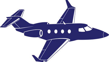 Naklejka premium Private jet airplane flying in sky with clouds and sun