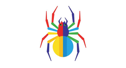 Colorful Spider Flat Vector Illustration