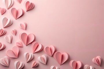 Pink Background with Layered Paper Hearts &ndash; Strategy, Abstract, Conceptual, Love, Romance, Valentine, Texture, Flow, Emotion, Craft
