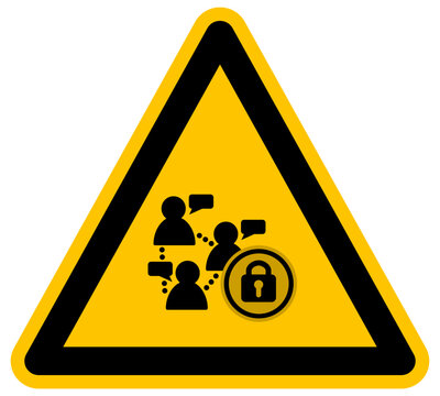 Icono de vector de candado de seguridad para chats grupales y comunicaci&oacute;n protegida en redes sociales advertencia de privacidad en comunidades virtuales y foros de mensajer&iacute;a