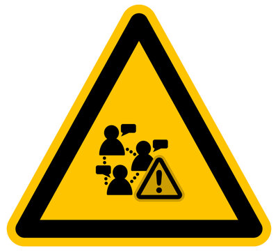 Icono de vector de advertencia de peligro para grupos de chat y comunicaci&oacute;n de riesgo en redes sociales s&iacute;mbolo de precauci&oacute;n para usuarios digitales y comunidades online