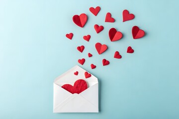 Envelope with Floating Red Hearts &ndash; Strategy, Abstract, Conceptual, Love, Message, Romance, Emotion, Valentine, Whimsy, Affection, valentines day