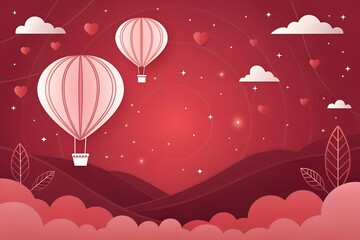 Romantic Hot Air Balloons in Heart Sky &ndash; Strategy, Abstract, Conceptual, Love, Romance, Adventure, Celebration, Valentine, Whimsy, Fantasy