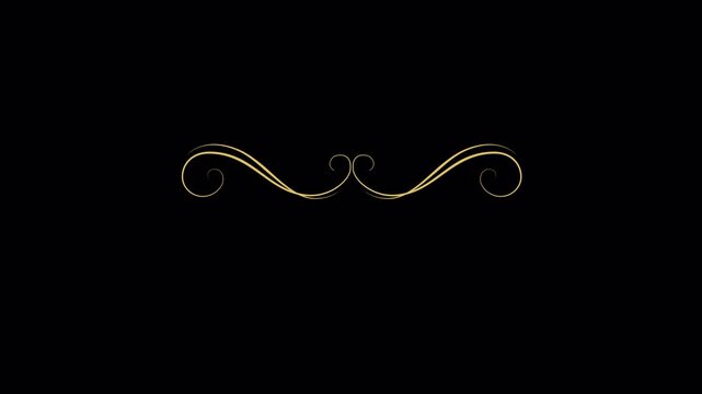 Elegant Golden Swirl Divider on Black Background.
