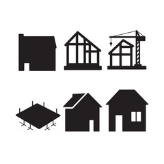 Modern Residential House Construction Icons Representing Architecture Building Process Engineering and Real Estate.