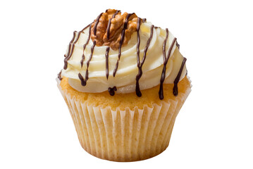 Cupcake with cream and chocolate topping
