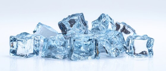Obraz premium The Ice Cubes on a Bright White Studio Surface in Crisp Closeup