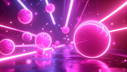 Abstract Neon Spheres and Lines - A Futuristic Visual Symphony.