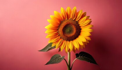 Vibrant Sunflower Bloom Against a Pink Backdrop - A Study in Contrasts.