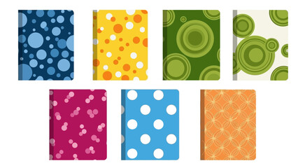 Vibrant Circle Patterns: A Collection of Colorful Notebook Covers