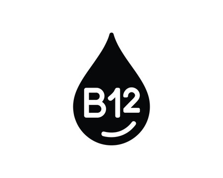 A black and white logo featuring a teardrop shape with the text B12 inside