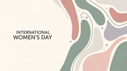 International Women's Day Abstract Background with Pastel Shapes and Lines