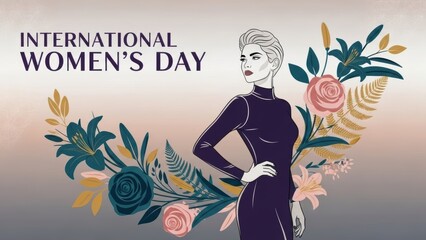 International Women's Day Elegant Woman with Floral Arrangement