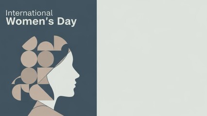 International Women's Day Abstract Geometric Silhouette Female Profile Stock