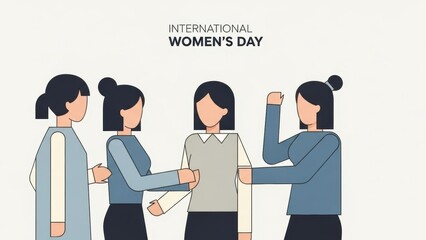International Women's Day Flat Illustration Diverse Women Support Each Other