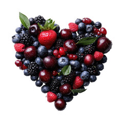 Heart-shaped arrangement of assorted berries