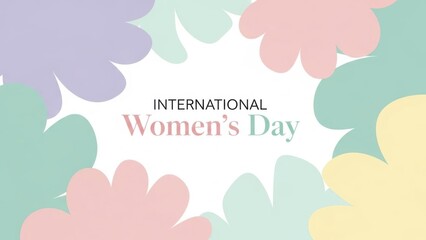 International Womens Day Pastel Floral Border Greeting Card, Soft Colors