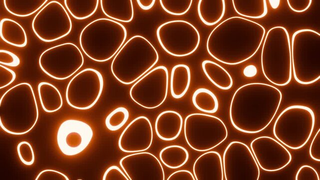Neon animated orange bubbles background VJ seamless loop