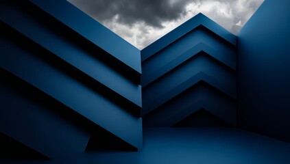 Obraz premium Blue room with blue walls and blue lines. The room is empty and has a very modern look