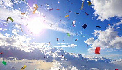 Obraz premium 空から降る紙吹雪