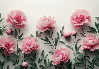 A peony frame template for a card or wedding invitation. A floral background of peonies with space for text. Floral background.