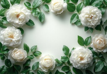 A peony frame template for a card or wedding invitation. A floral background of peonies with space for text. Floral background.