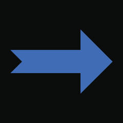 A distinct bright blue arrow pointing clearly towards the right side on a solid black background
