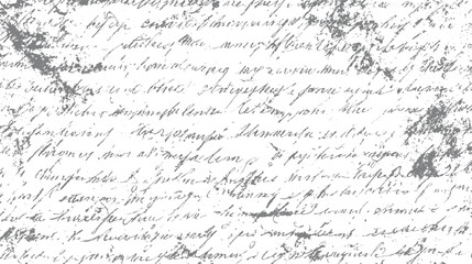 Faded grey handwritten script on white background with textured ink blots handwriting