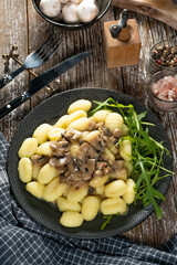 Gnocchi with mushroom sauce.