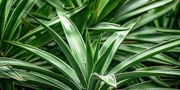 Agave plant field growth close up in leafs