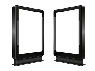 Pair of digital billboards isolated on transparent background