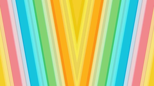 Vibrant abstract background featuring a colorful geometric chevron pattern with symmetric rainbow diagonal stripes for modern graphic design projects.

