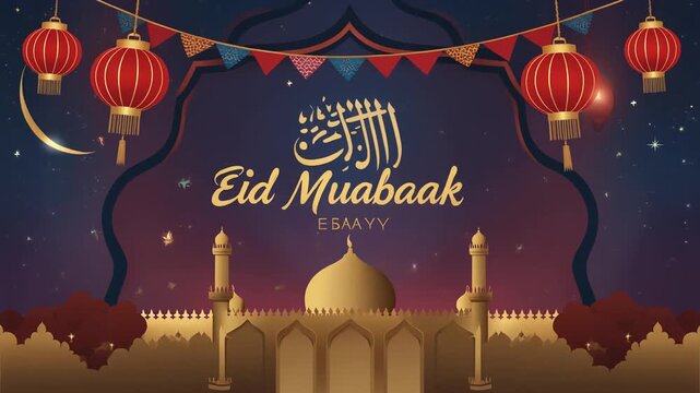 Six black icons representing Eid celebration, joy, and togetherness in a minimal festive style.