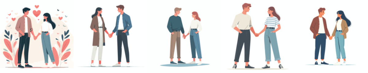 Fototapeta premium vector of a couple holding hands while looking into each other's eyes lovingly on Valentine's Day