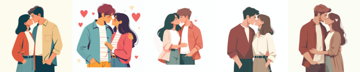 Obraz premium vector half body of couple kissing passionately on valentine's day