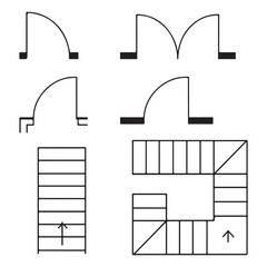 Architectural Floor Plan Elements Set &ndash; Doors, Stairs & Construction Symbols