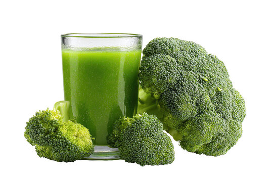 Fresh green broccoli smoothie in glass