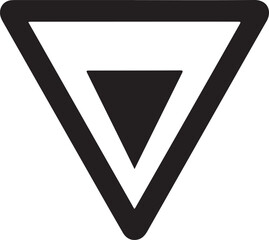 Black triangular icon with nested triangle shapes on transparent background