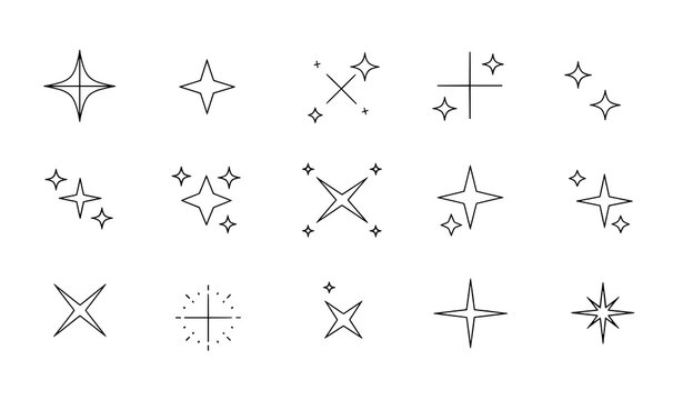 Minimal Sparkle Stars Vector Icon Collection