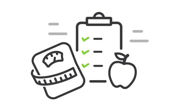 Icon for diet plan, healthy eating, weight loss and workout plan.