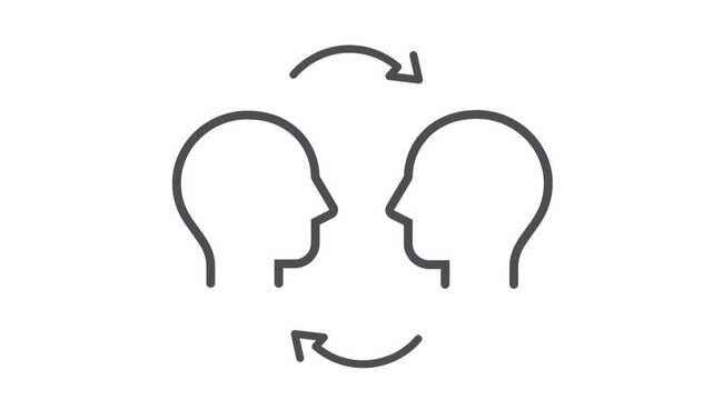 Two persons silhouette with exchange arrows isolated vector image.