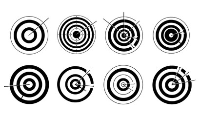 Archery Target and Arrow Vector Icon Set Goal Concept