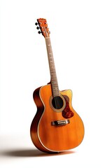 Obraz premium Acoustic guitar isolated on a plain white background, studio product shot