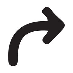 Bent black arrow pointing right suggesting a turn or change in direction