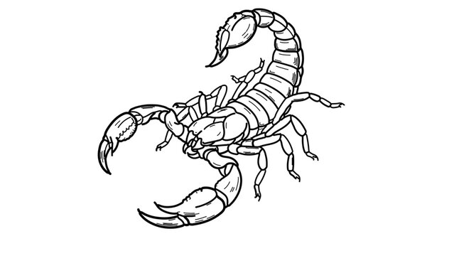 A minimalist vector graphic illustration of a scorpion in a defensive posture