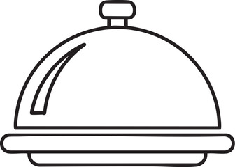 Obraz premium A simple line drawing depicts a covered dish showcasing a classic serving presentation silhouette