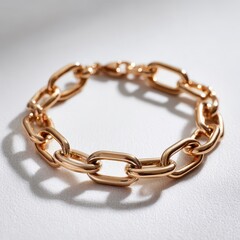 Obraz premium Polished Gold Bracelet on White Backdrop â€” Minimalist Jewelry Shot