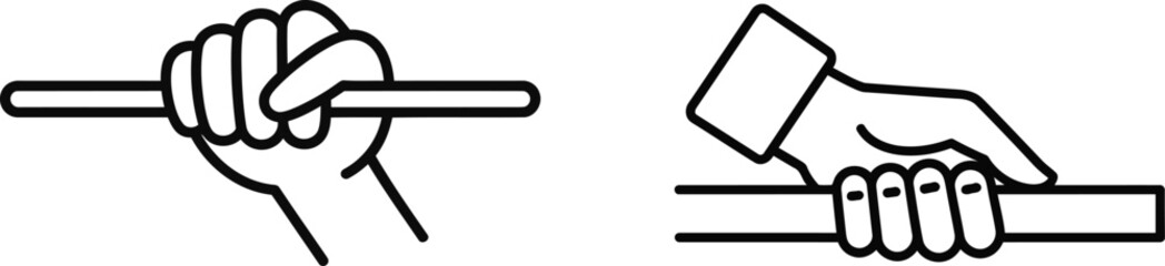 Illustrating two different hand grips: strong closed fist and supportive open hand on a bar