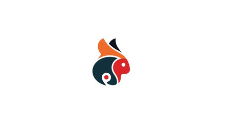 Obraz premium Creative vector illustration of a stylized koi fish forming a yin-yang inspired shape in orange, red, and dark blue colors. Symbolizes balance, harmony, prosperity, and good fortune. 